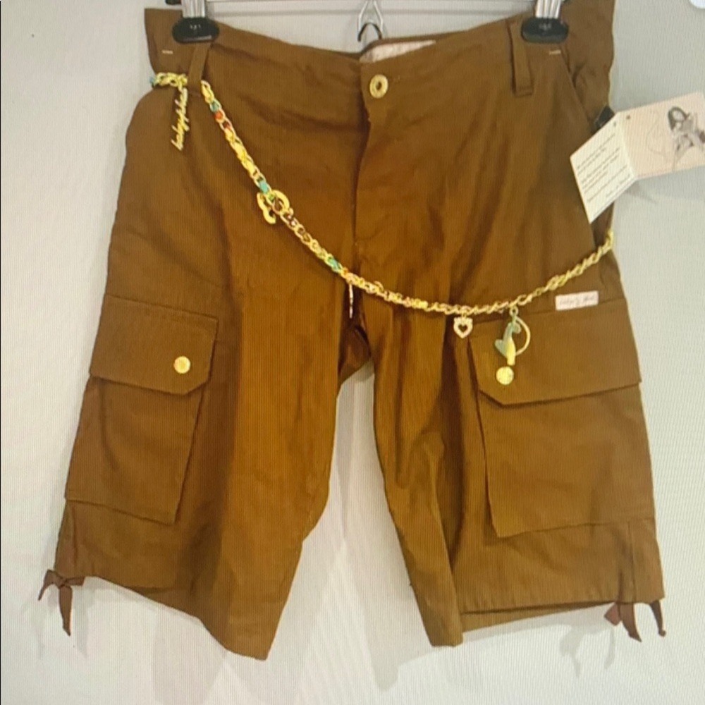 Baby Phat Brown Cargo Shorts with Chain Detail